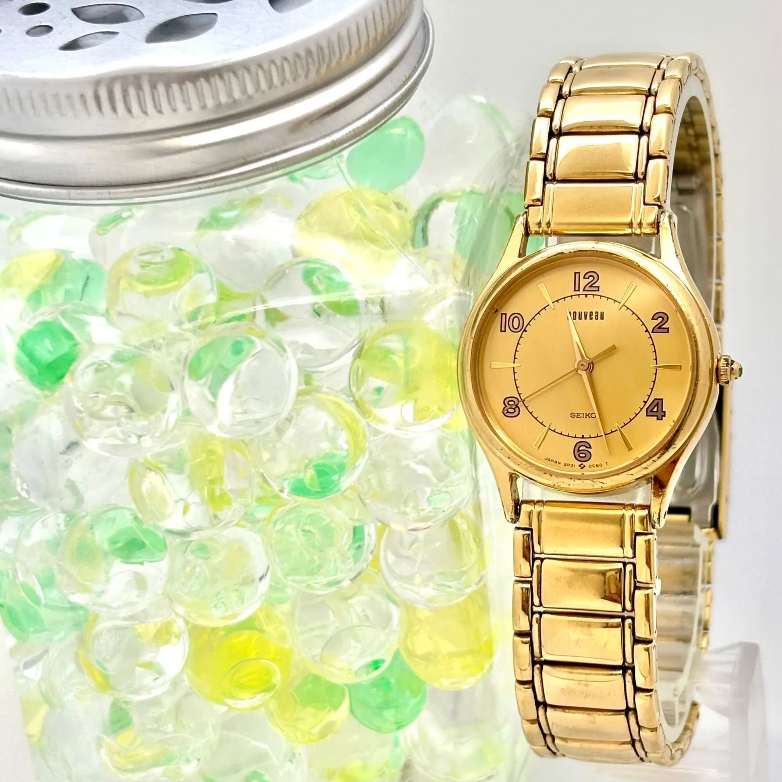 新品電池】SEIKO セイコー nouveau ヌーボ レディース 腕時計 ゴールド