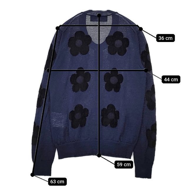 コムデギャルソンガールカーディガン (花 ネイビー)Sサイズ