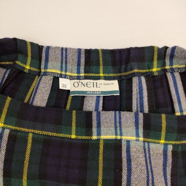 O'NEIL OF DUBLIN キルト ラップ プリーツ チェック スカート グリーン