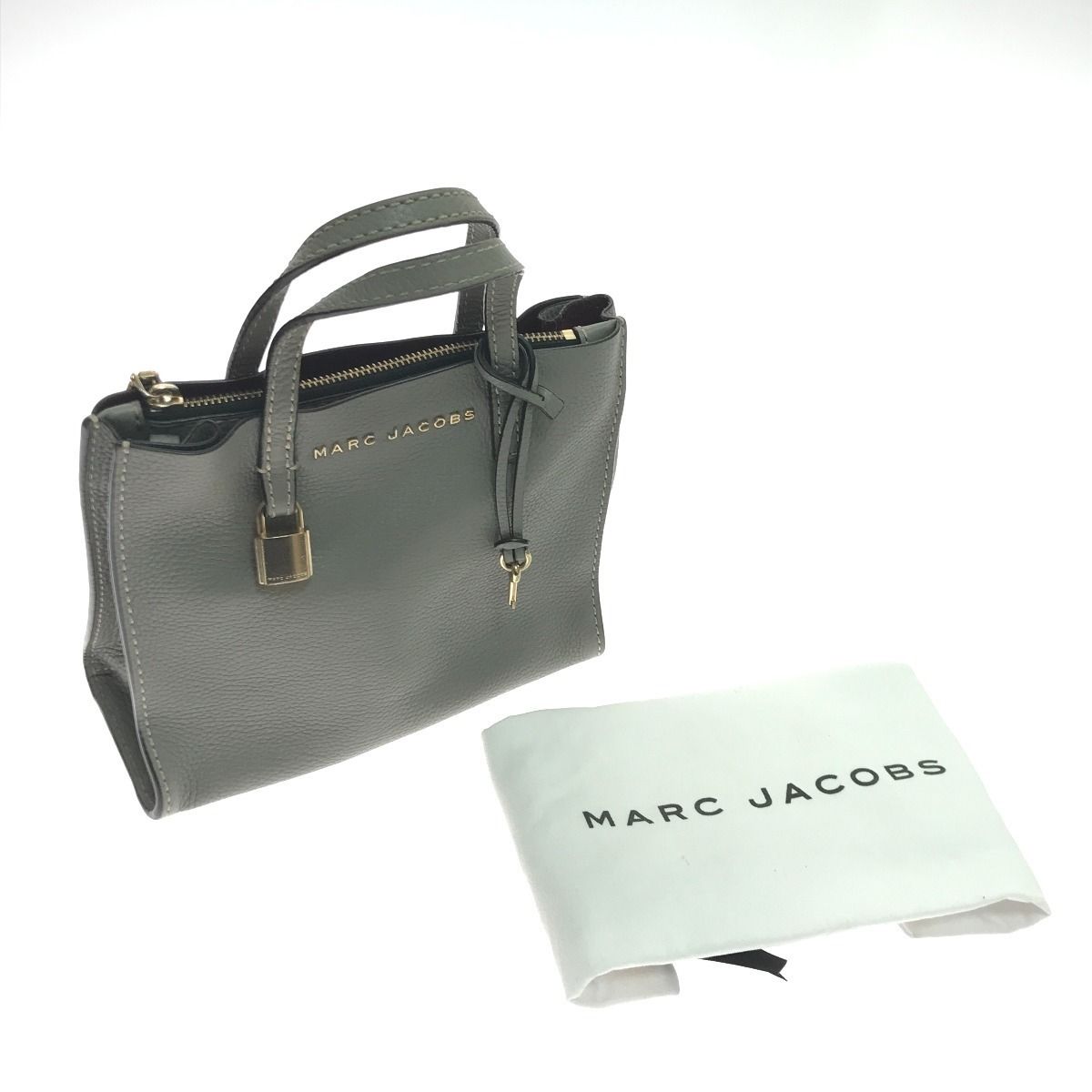 【ショッパー付】マークジェイコブス　グレー ショルダー　ハンドバッグ　2way MARC JACOBS マークジェイコブス 2WAYショルダーバッグ 内部キズ有