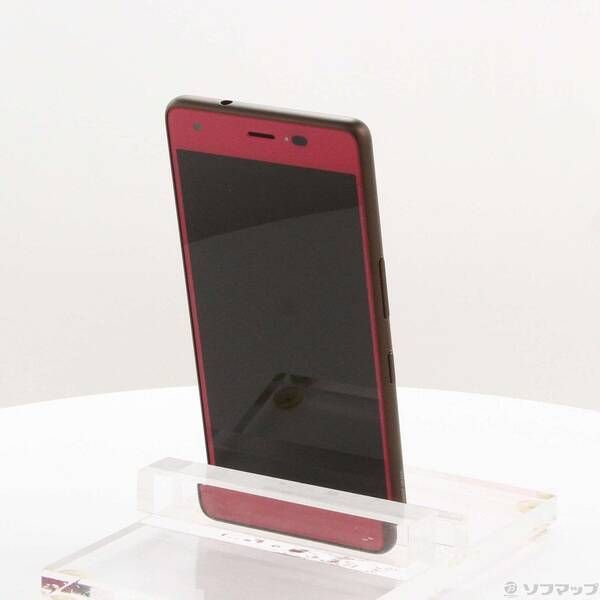 中古品〕 おてがるスマホ01 32GB ルビーレッド KYV44SRU UQ mobile SIM