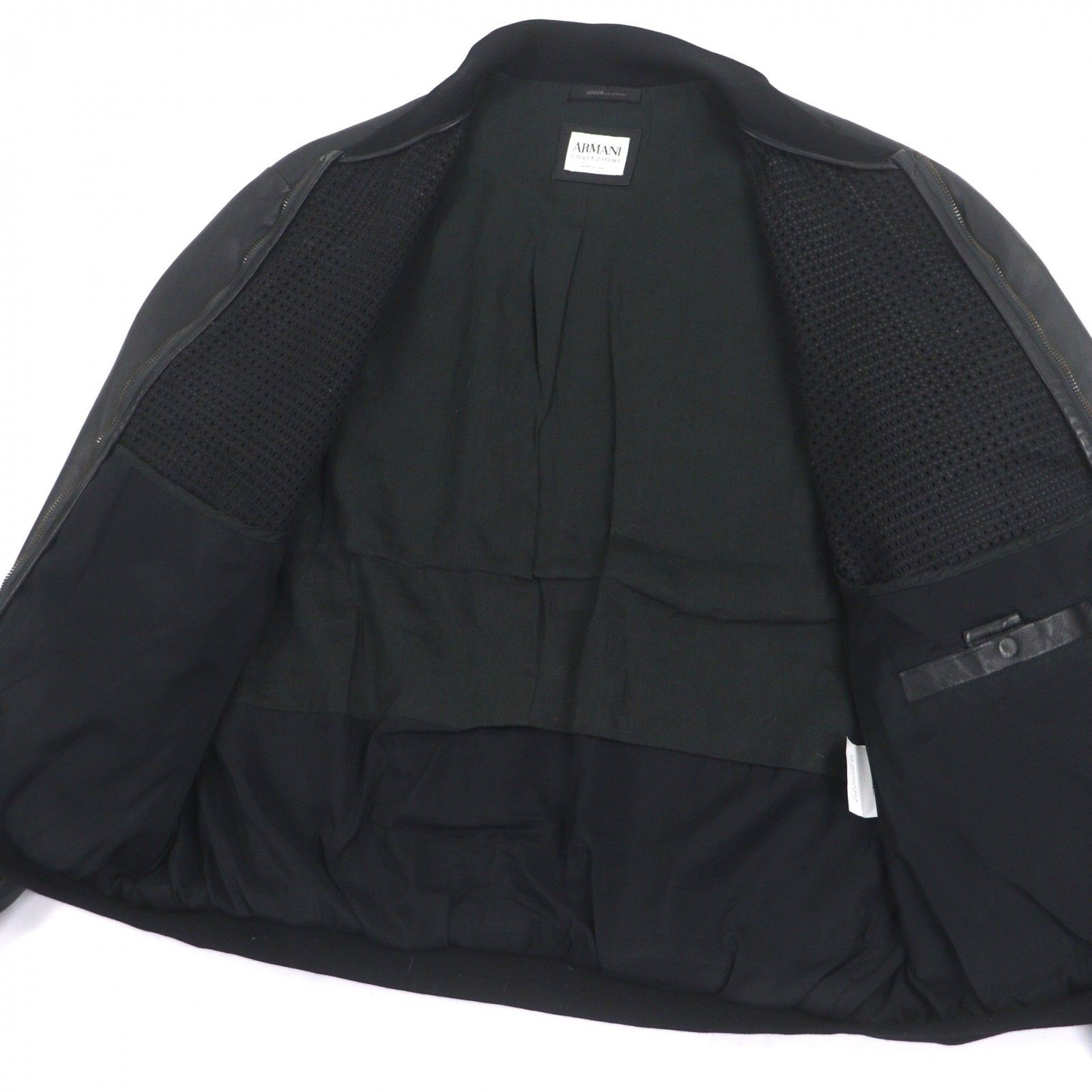 ARMANI EXCHANGE 黒レザージャケット ダブルジッパー ラムレザー