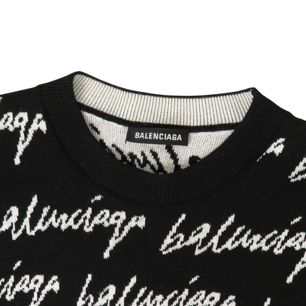 バレンシアガ スクリブル ジャガード ロゴ オーバーサイズ ニット