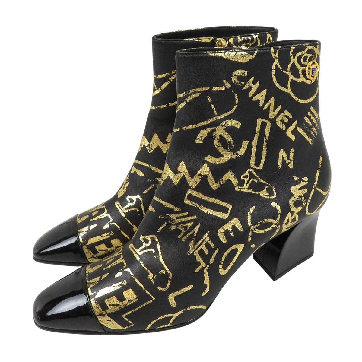 シャネル ココマーク カメリア ショートブーツ G35073 レディース