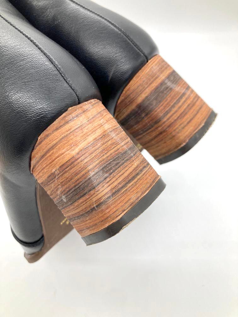 美品 Sesto セスト ウッドヒール ゴムフィットアンクルブーティ ブーツ size23.5cm/黒 ■■レディース