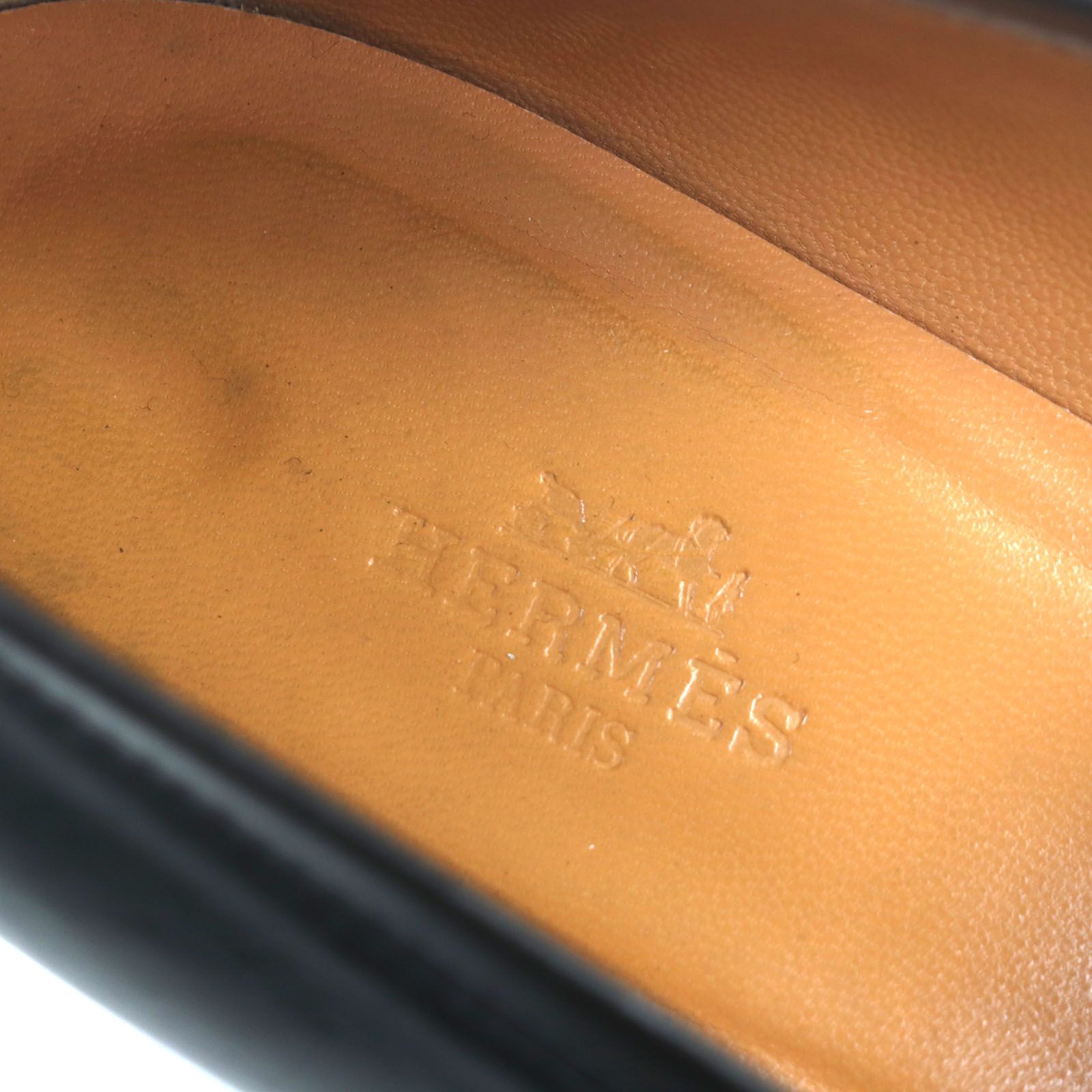 美品▽HERMES エルメス ゴールド金具 ケリーバックル レザーシューズ 