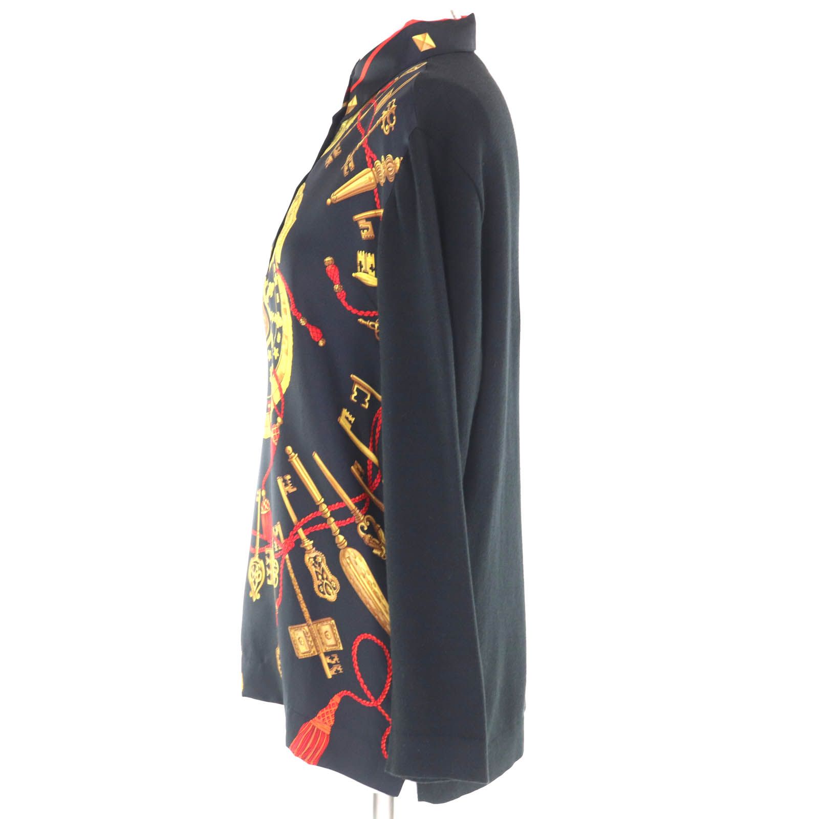 極美品◇HERMES エルメス LES CLES THE KEYS RARE シルク カシミヤ混