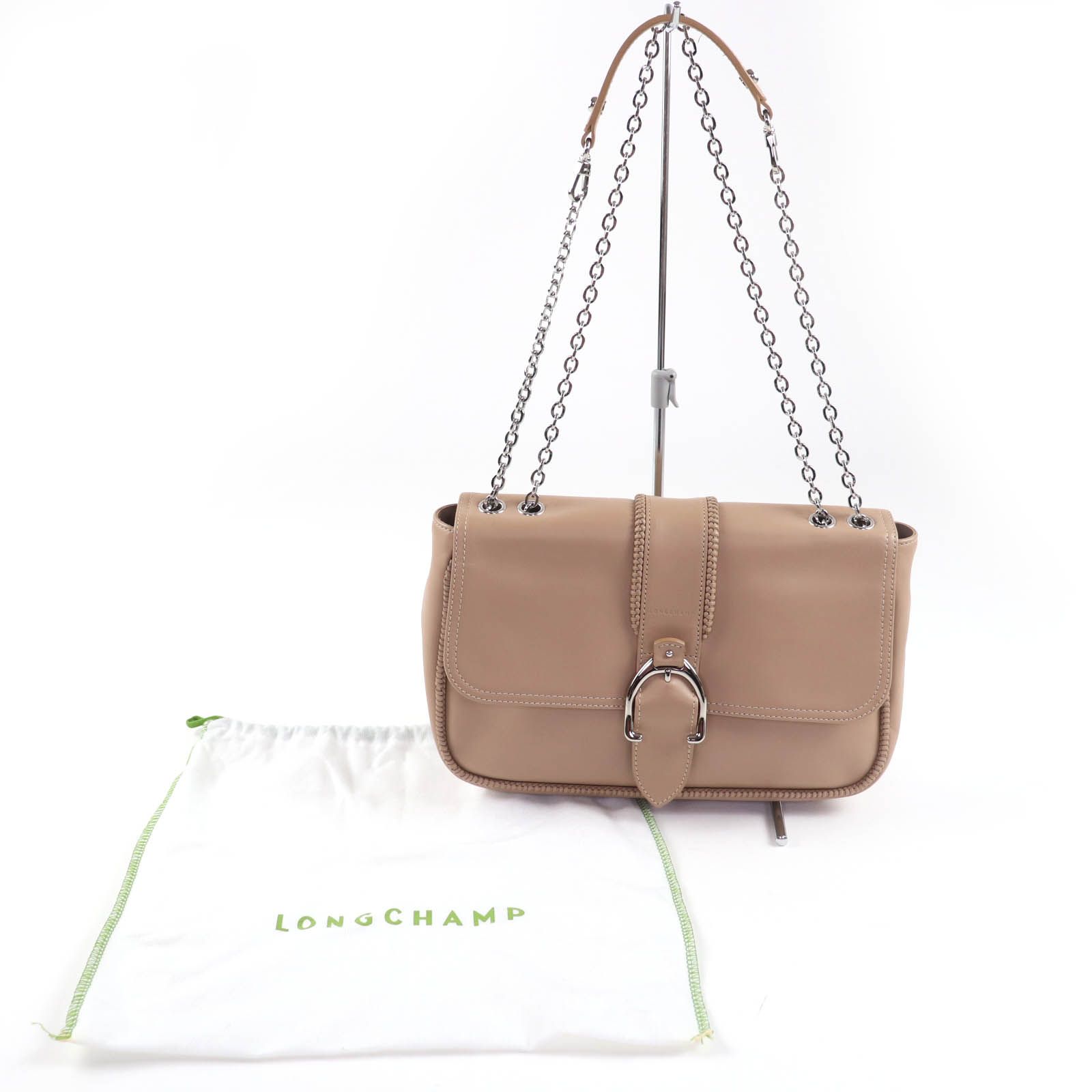 極美品☆Longchamp ロンシャン アマゾーヌ チェーン 2WAY レザー ハンドバッグ ショルダーバッグ ブラウン 保存袋付き フランス製 レディース 極美品☆Longchamp ロンシャン アマゾーヌ チェーン 2WAY レザー