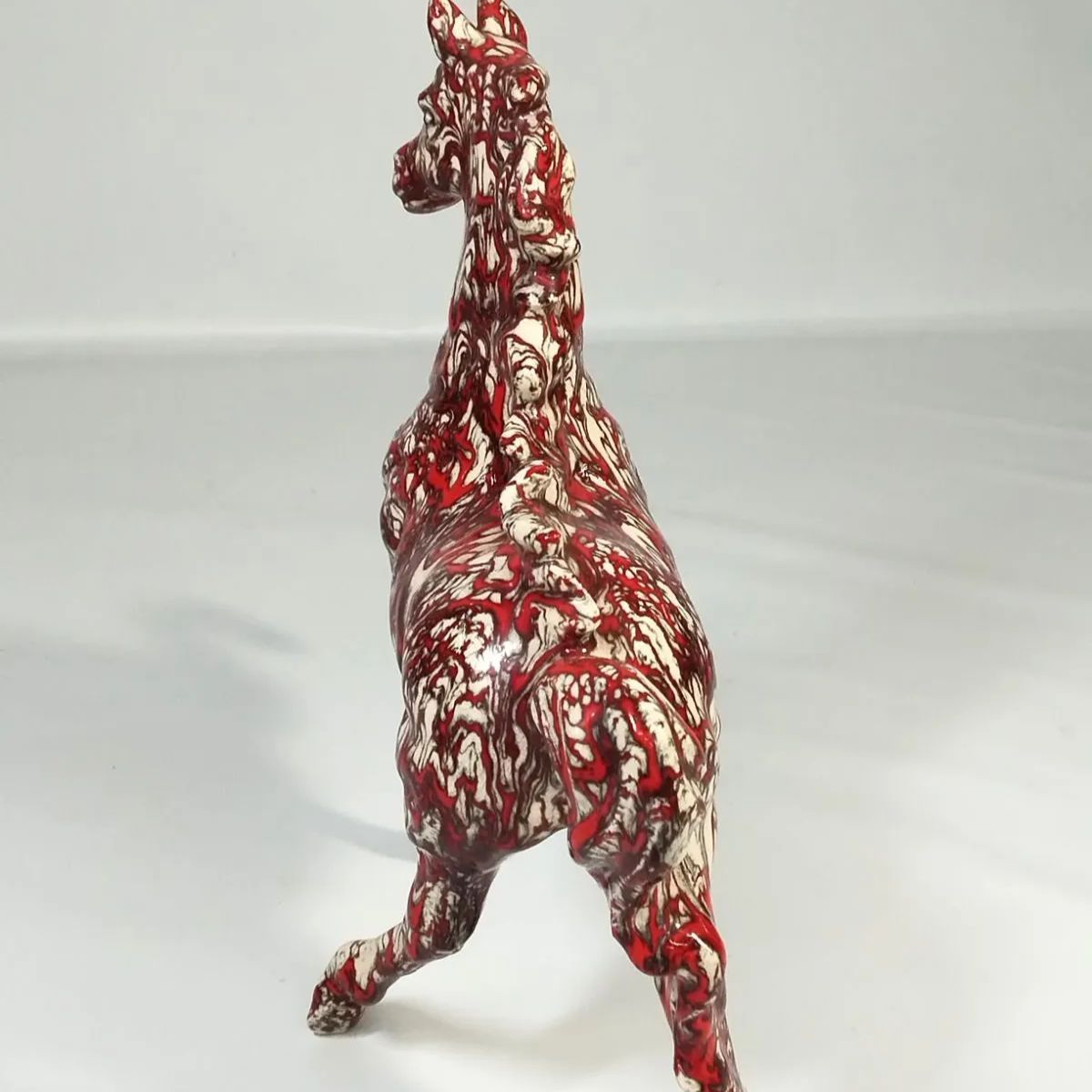 希少】箕面焼 松田箕山(きざん) 馬 赤馬 置き物 縁起物 午年 艶やかな