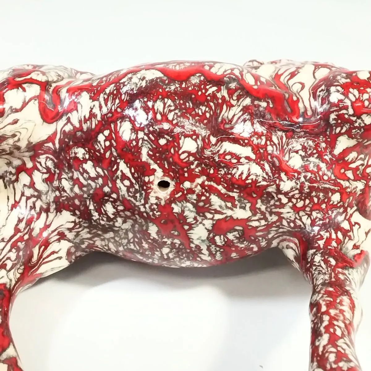 希少】箕面焼 松田箕山(きざん) 馬 赤馬 置き物 縁起物 午年 艶やかな