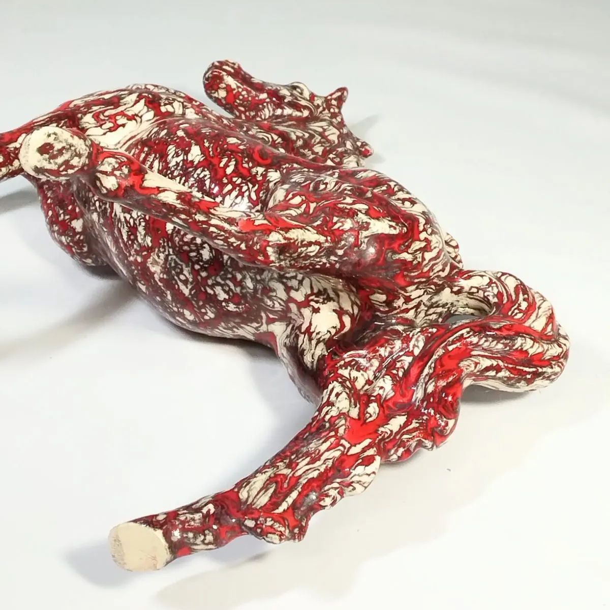 希少】箕面焼 松田箕山(きざん) 馬 赤馬 置き物 縁起物 午年 艶やかな