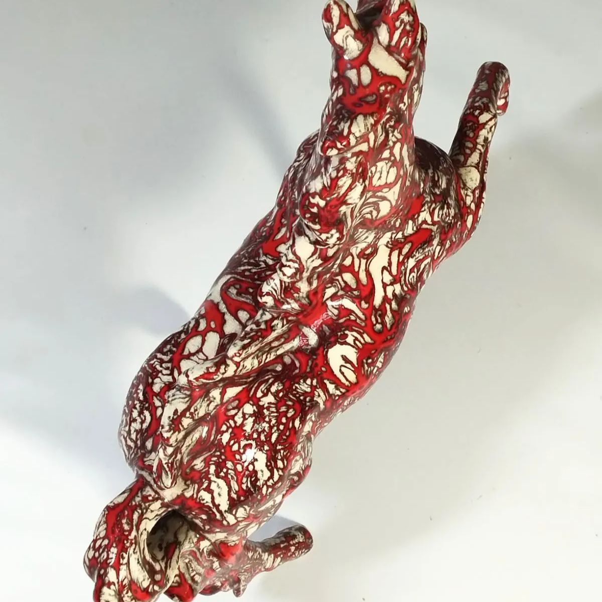 希少】箕面焼 松田箕山(きざん) 馬 赤馬 置き物 縁起物 午年 艶やかな