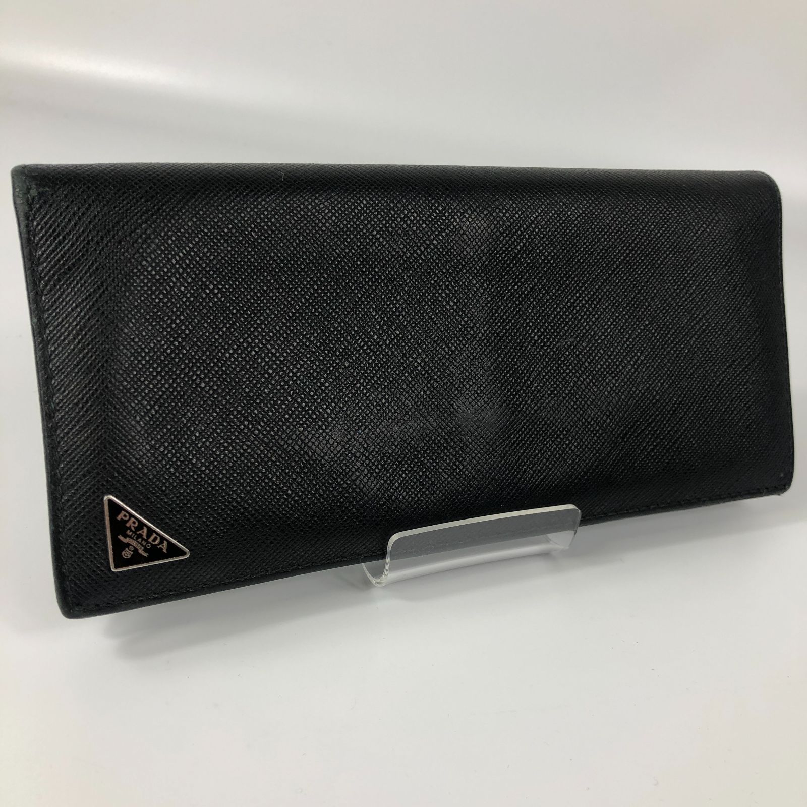 美品・箱付き プラダ 長財布 三角ロゴ サフィアーノ 黒色 PRADA