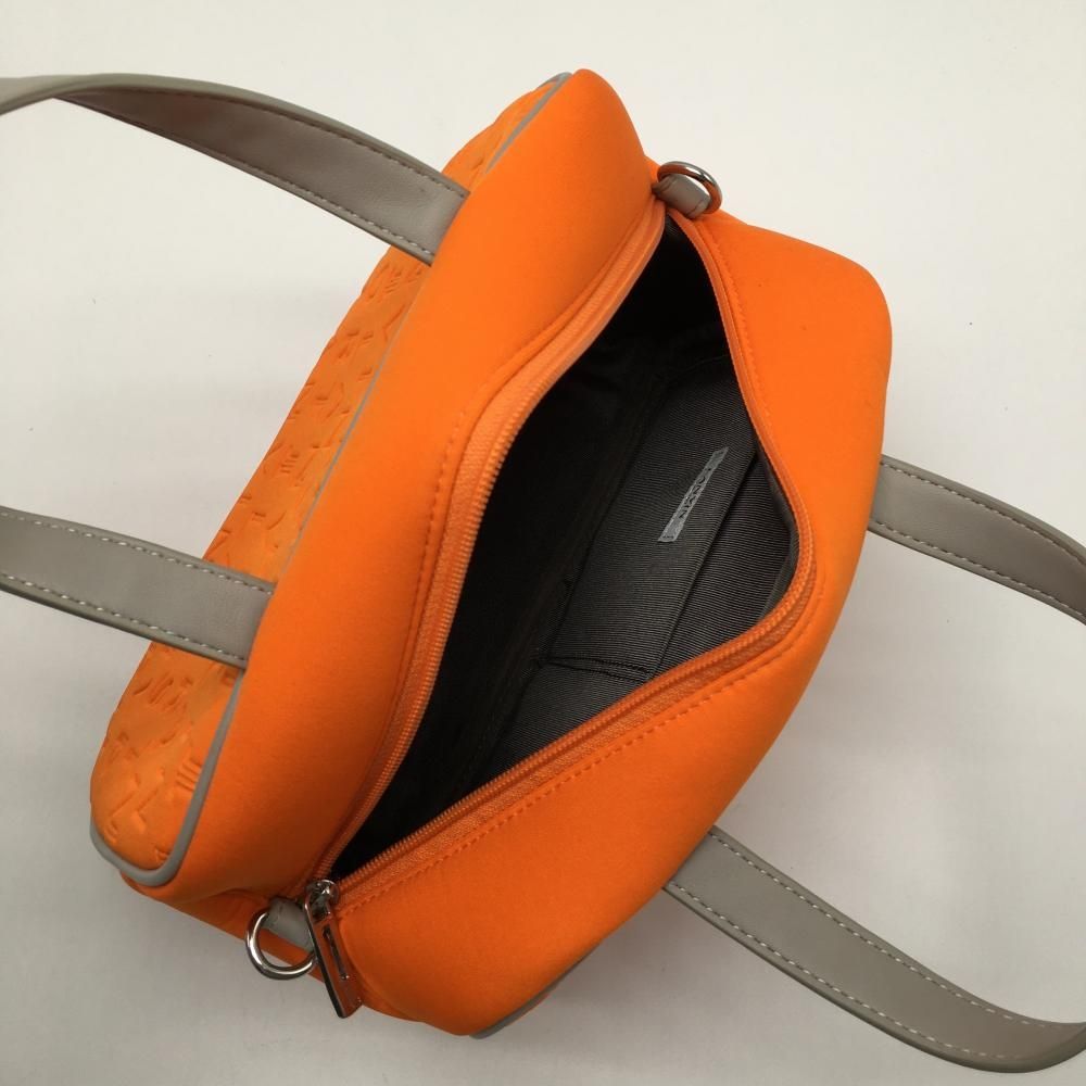 美品】ランバンスポール カートバッグ オレンジ×グレー 英字ロゴ柄 