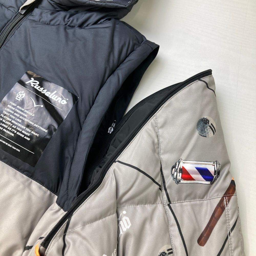 サイズ：4 RUSSELUNO ラッセルノ 2WAY ダウンジャケット ルチャ 総柄