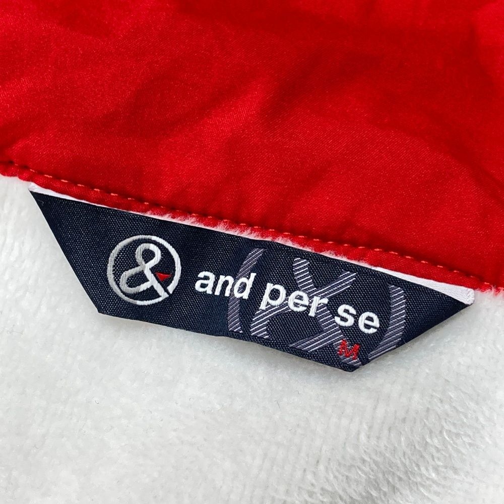 and per se ホワイト M フード付きジャケット サイズ：M AND PER SE アンパスィ フード付 ジップジャケット ボーダー