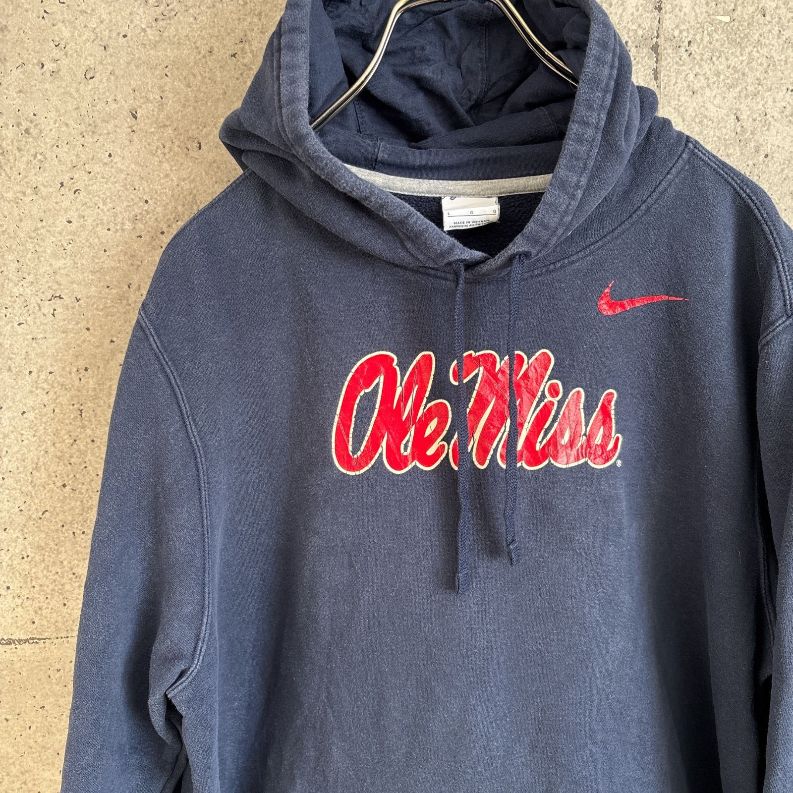 USED】US 古着 NIKE Ole Miss カレッジパーカー L ネイビー ナイキ