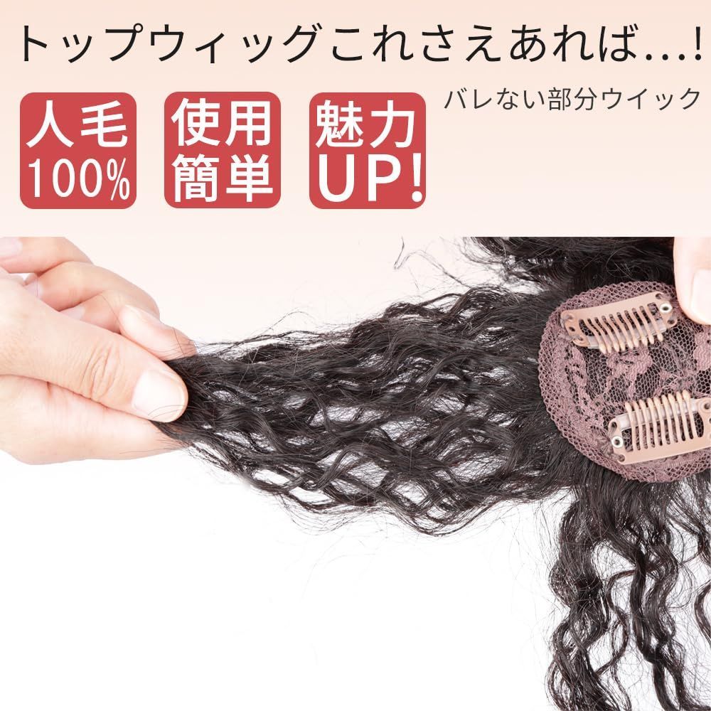 QIAOXI ヘアピース ポイントウィッグ 総手植え 黒いネット つむじ