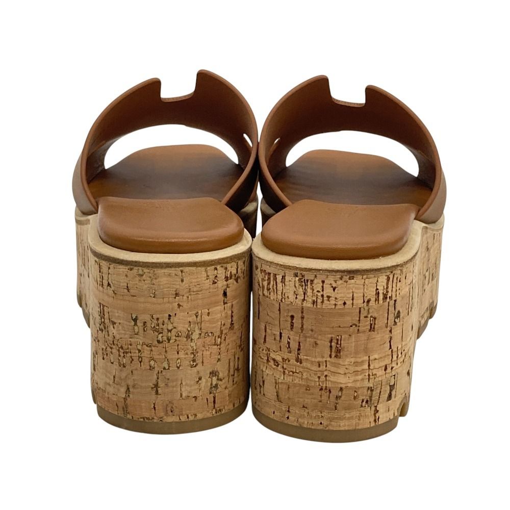 美品 HERMES エルメス エズ30 コルク プラットフォーム サンダル 35