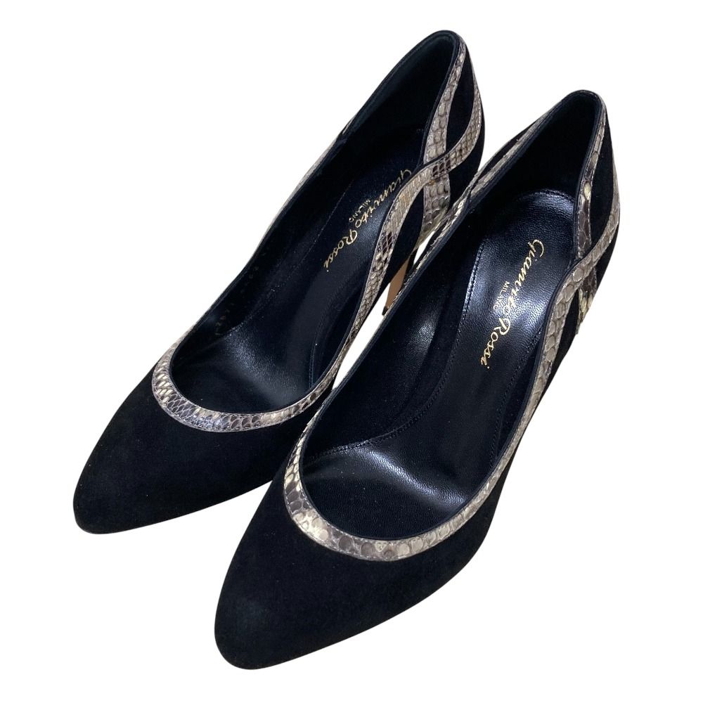 新品同様 Gianvito Rossi ジャンヴィトロッシ スエード×パイソンレザー