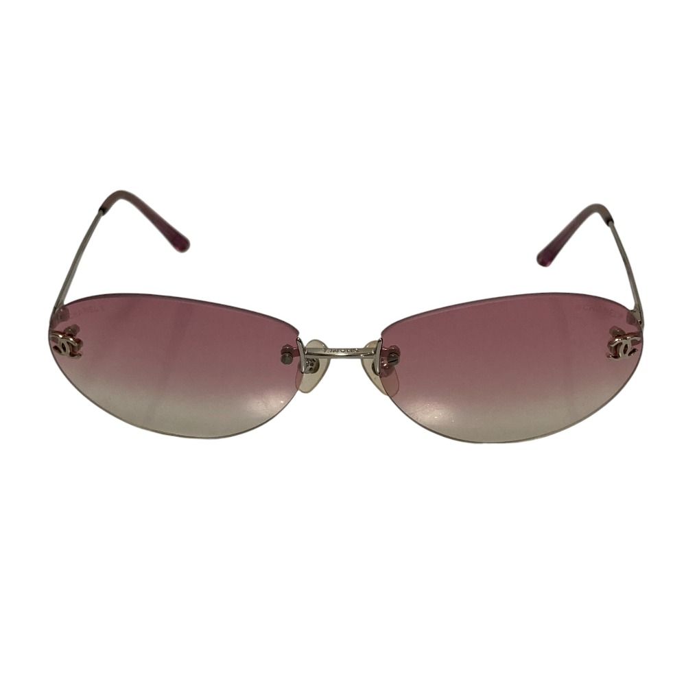 美品 CHANEL シャネル リムレス サングラス 4013 パープル レディース