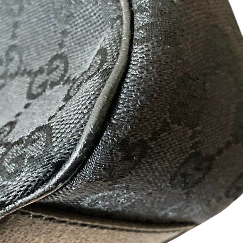 美品 GUCCI グッチ GGキャンバス レザー ハンドバッグ 113012 ブラック  