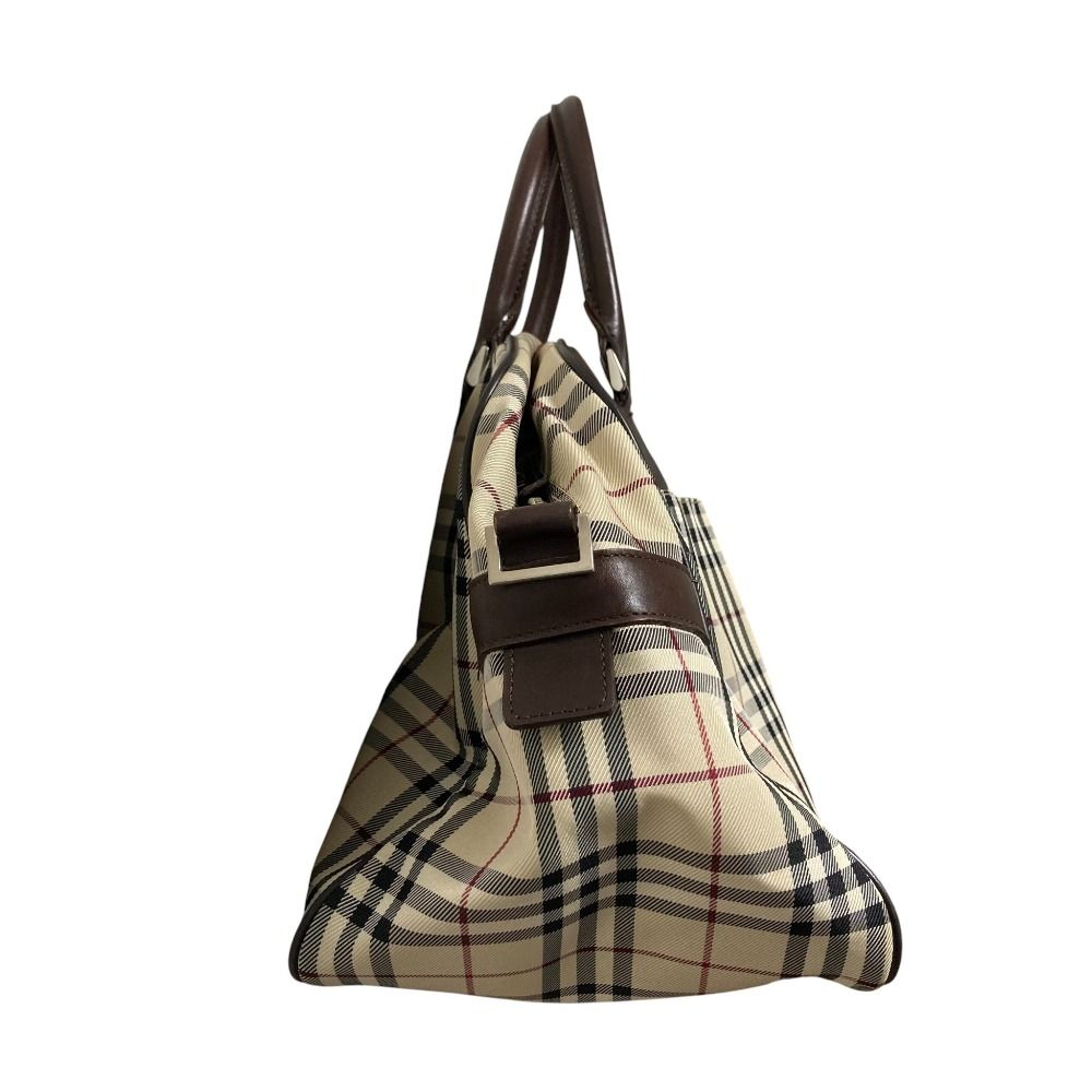 良品 BURBERRY バーバリー ノバチェック レザー ナイロンキャンバス