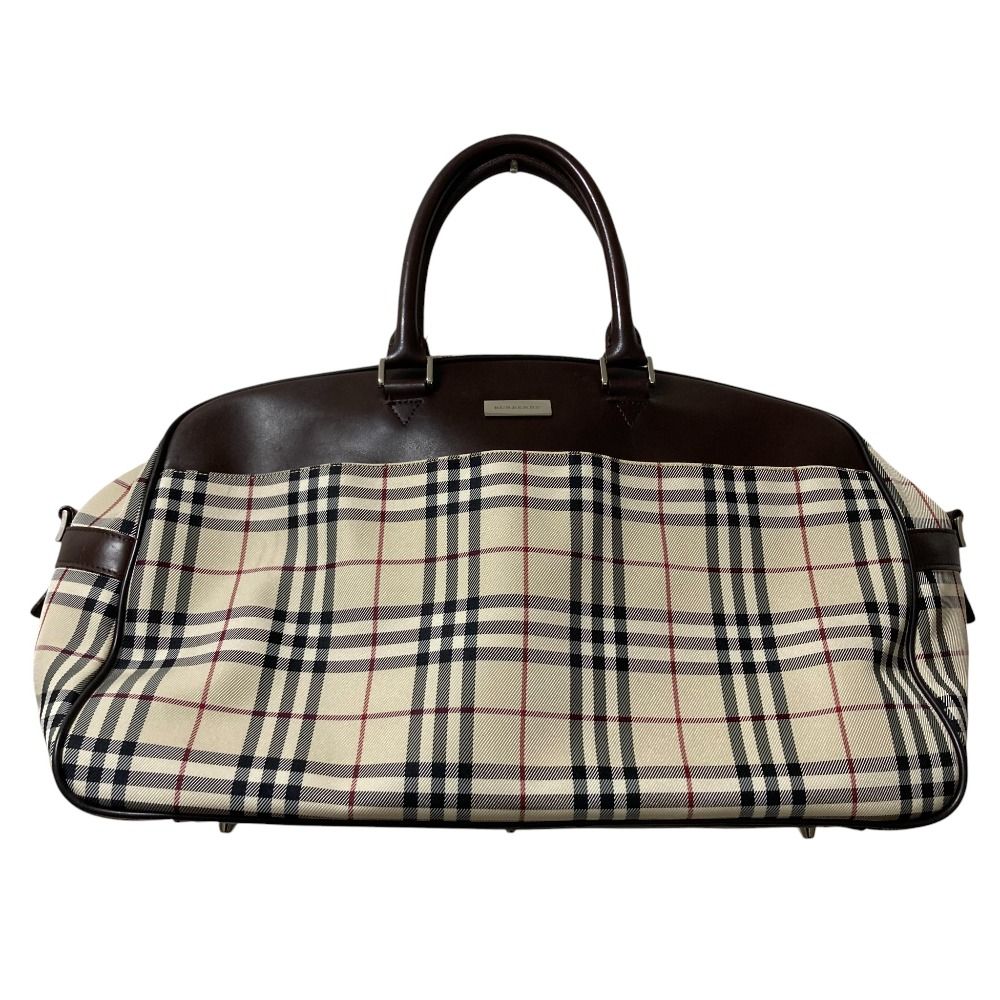 良品 BURBERRY バーバリー ノバチェック レザー ナイロンキャンバス