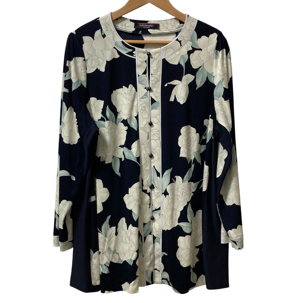 レオナール 花柄 LEONARD カンカン ノーカラージャケット 美品