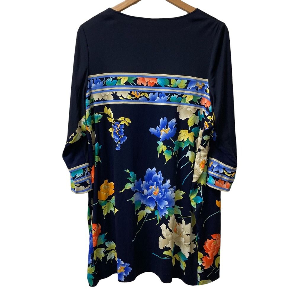 美品 LEONARD レオナール カンカン フラワープリント スクエアネック