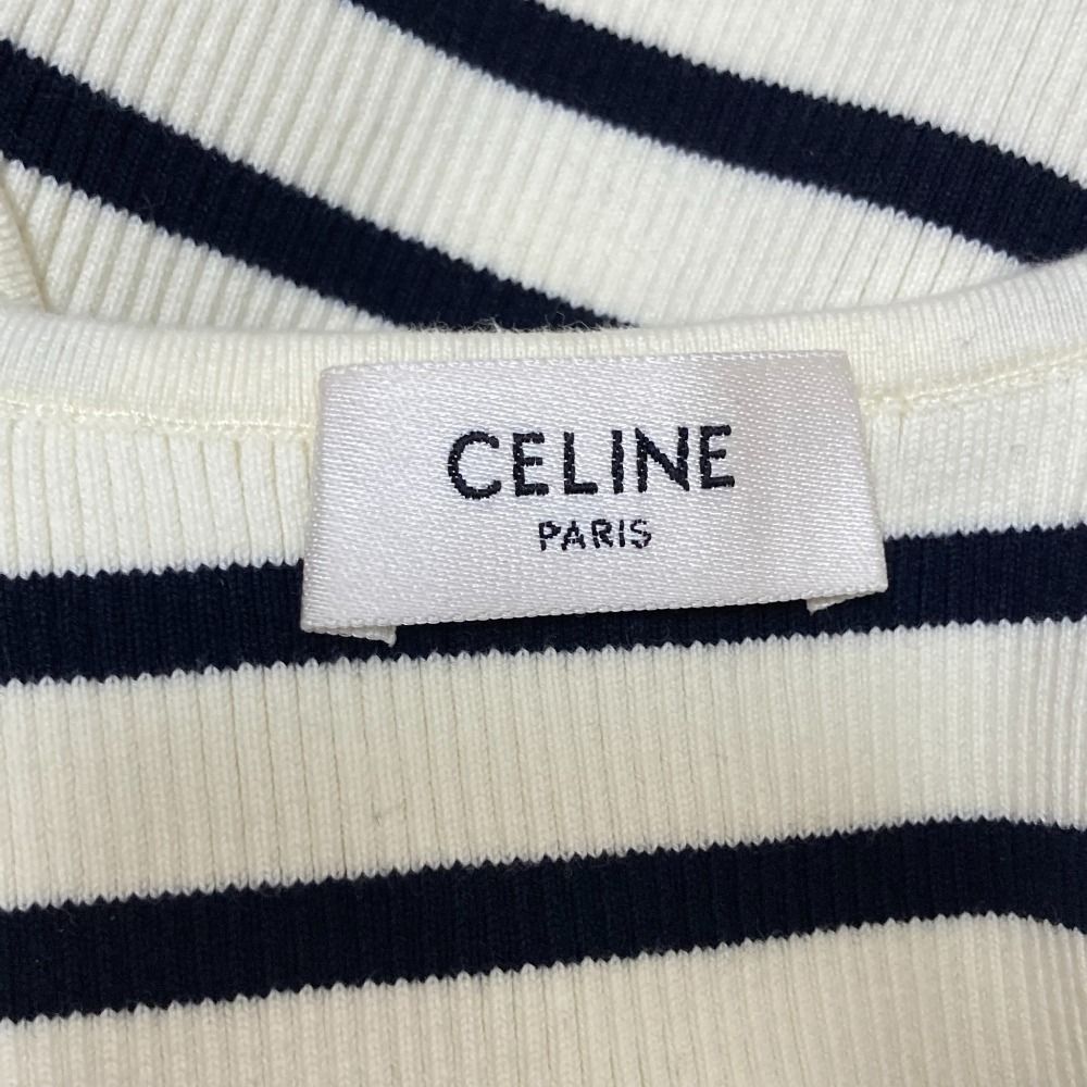 【美品・近年モデル】セリーヌ　ボーダー リブタンクトップ　スポーツ　芸能人着用 中古・古着通販】CELINE (セリーヌ) ボーダー ロゴ タンクトップ