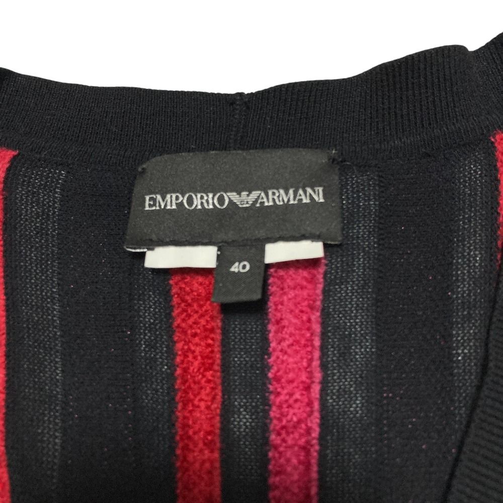 美品 EMPORIO ARMANI エンポリオアルマーニ ストライプ ニットコート  