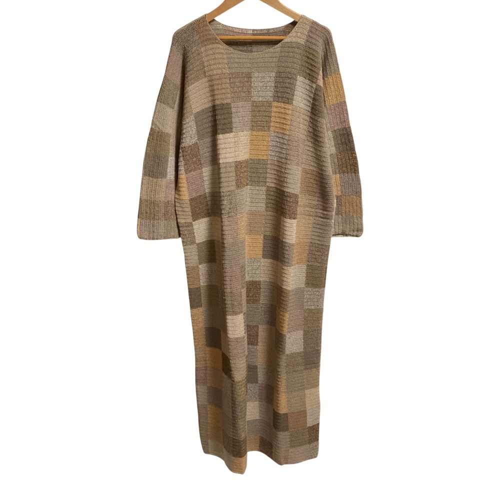 美品 Jurgen Lehl ヨーガンレール モザイクチェック ロング ニット