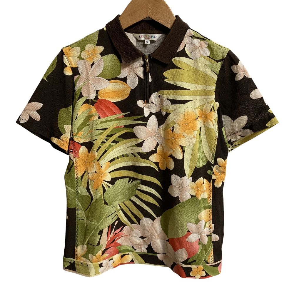 美品 LEONARD SPORT レオナール スポーツ ハーフジップ ポロシャツ