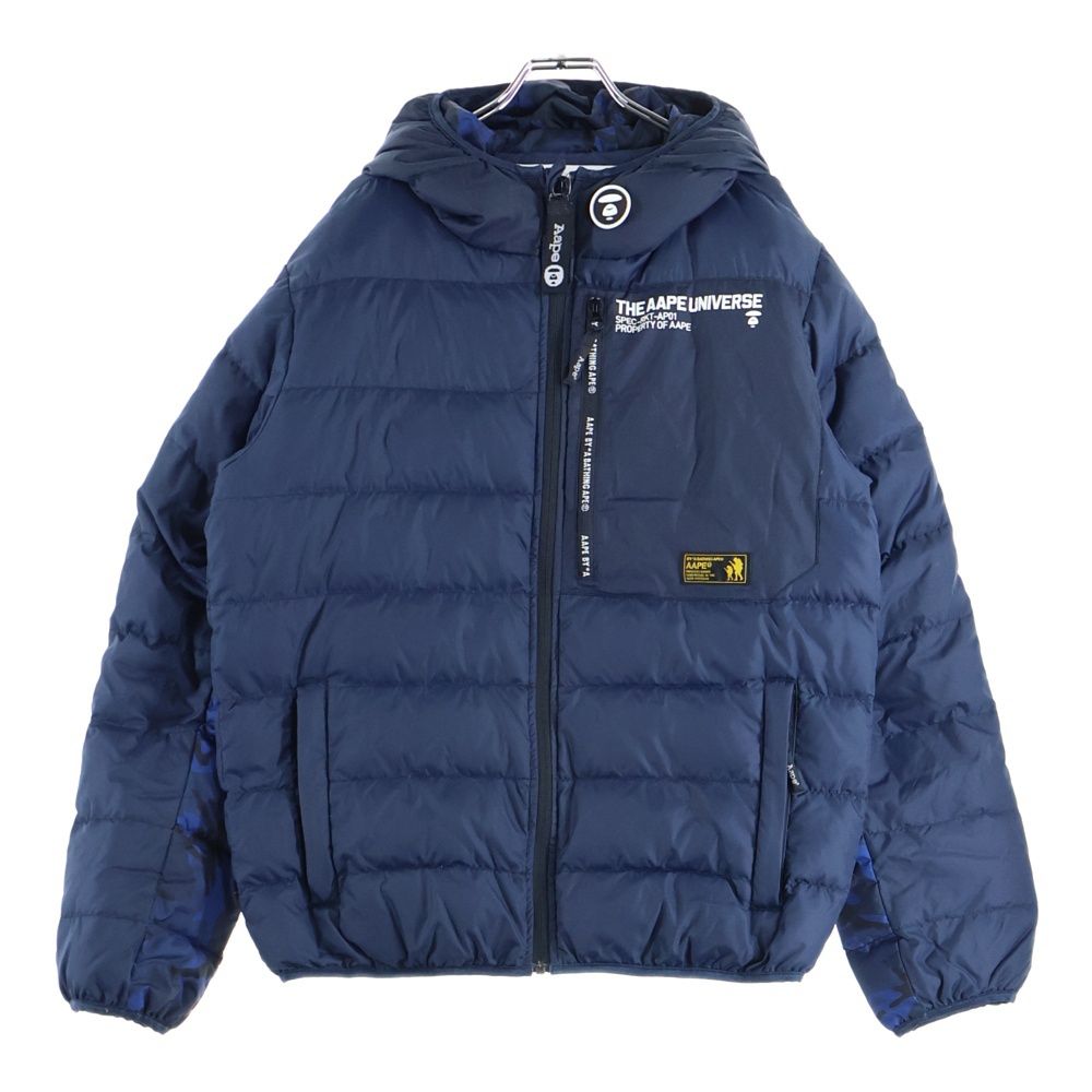 アベイシングエイプ A BATHING APE ネイビーM A BATHING APE (アベイシングエイプ) DOWN JACKET フロントプリント