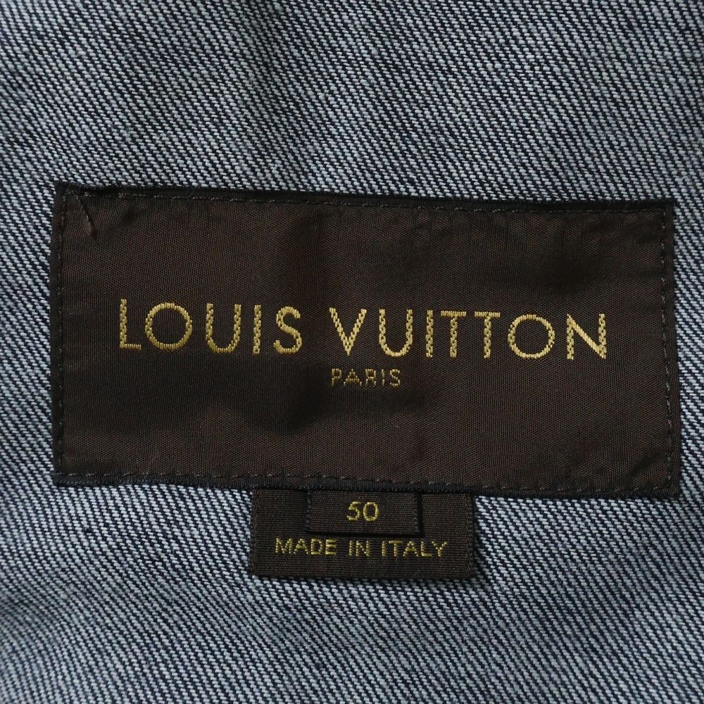 【ほぼ未使用】　ルイヴィトン　デニムジャケット　ロゴ刺繍　ゴールド金具　ステッチ LOUIS VUITTON (ルイヴィトン) スラッシュステッチ フロント胸ポケット