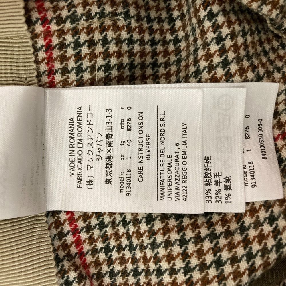 美品 MAX＆Co マックスアンドコー 千鳥柄 ワイドパンツ サイズ40 ブラウン レディース 古着 中古 USED