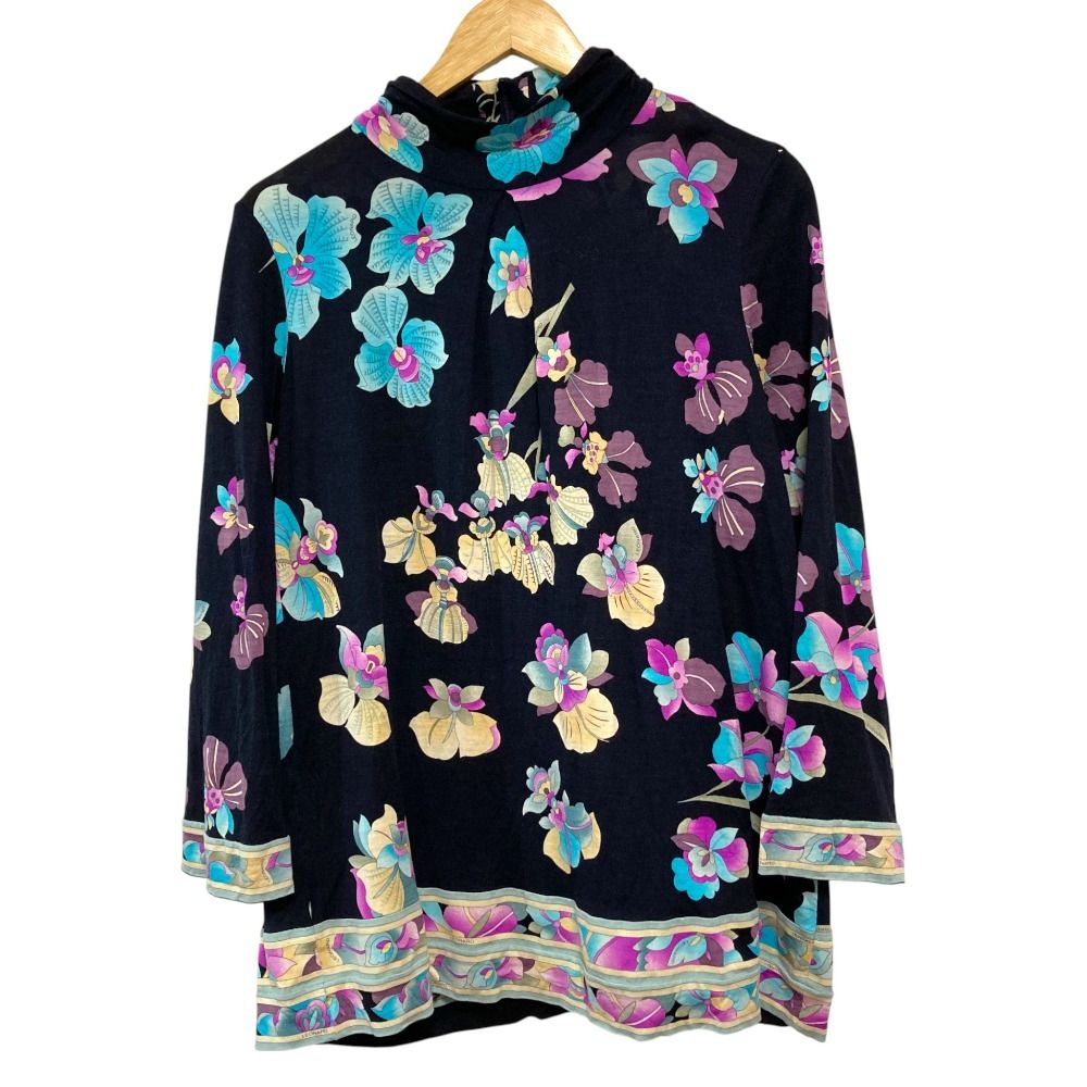 美品 LEONARD FASHION レオナールファッション ハイネック フラワー