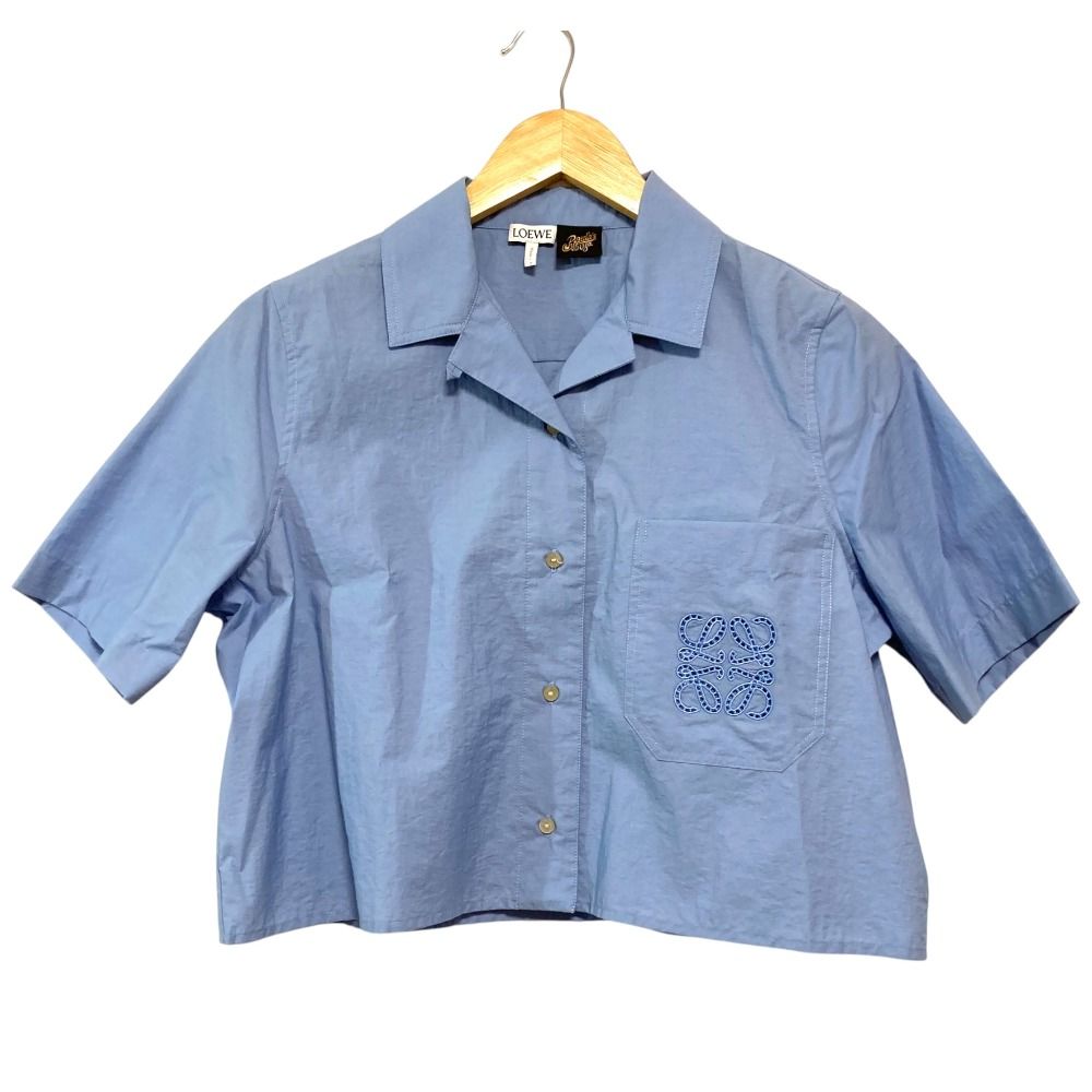 美品 LOEWE ロエベ CROPPED SHIRT ポケットアナグラムロゴ刺繍