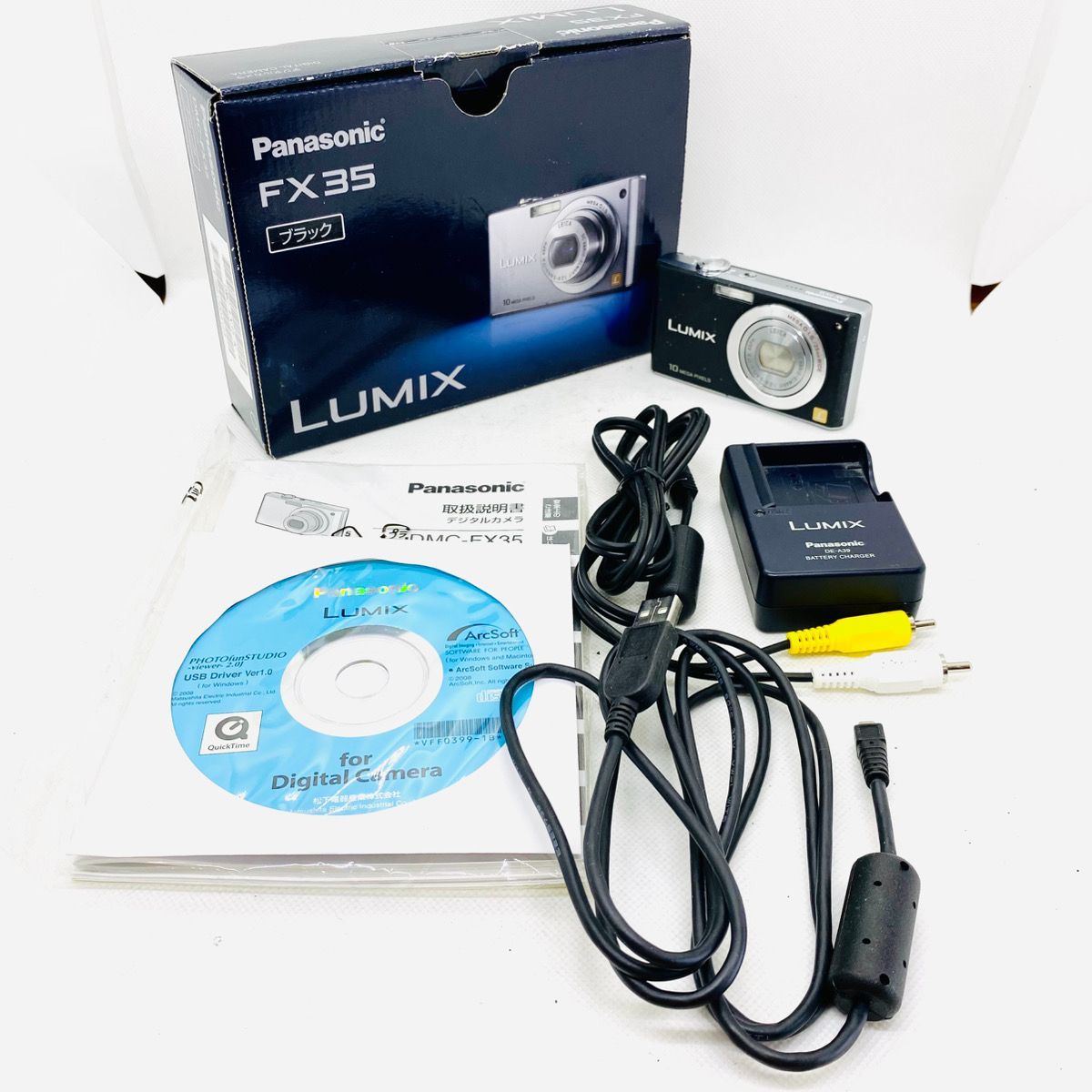 ケース付き　Panasonic LUMIX DMC-FX35 セット 動作品 動作良好♪ Panasonic LUMIX DMC-FX35 黒 1000万画素 25mm広角 Leica