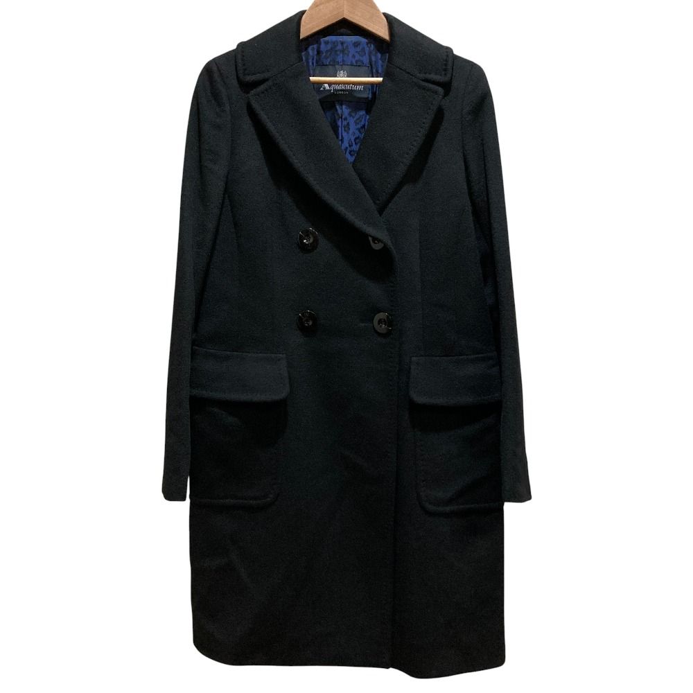 美品 Aquascutum アクアスキュータム 裏地レオパード カシミヤ ダブル