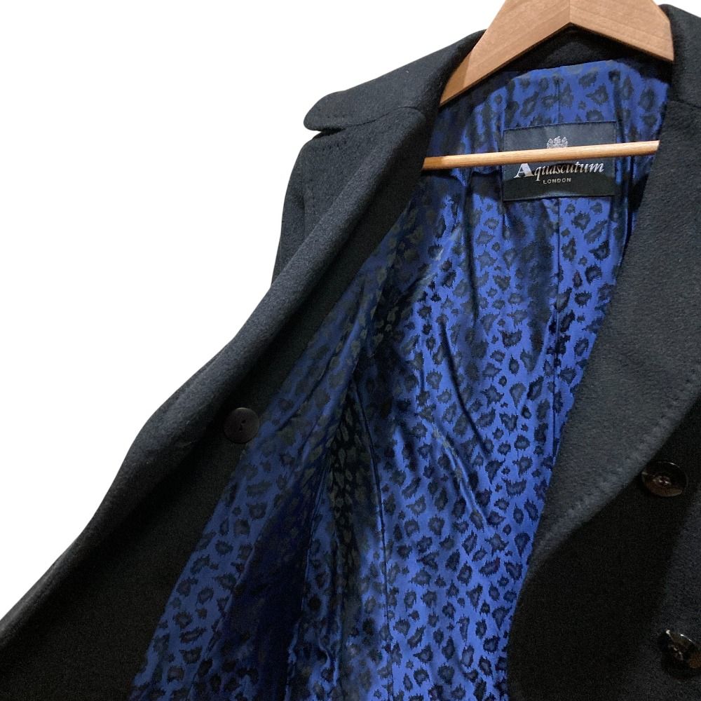 美品 Aquascutum アクアスキュータム 裏地レオパード カシミヤ ダブル  