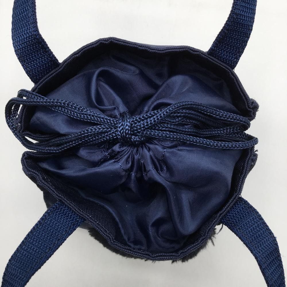 美品】ビバハート カートバッグ ネイビー×黒 内外ポケット 開口部巾着