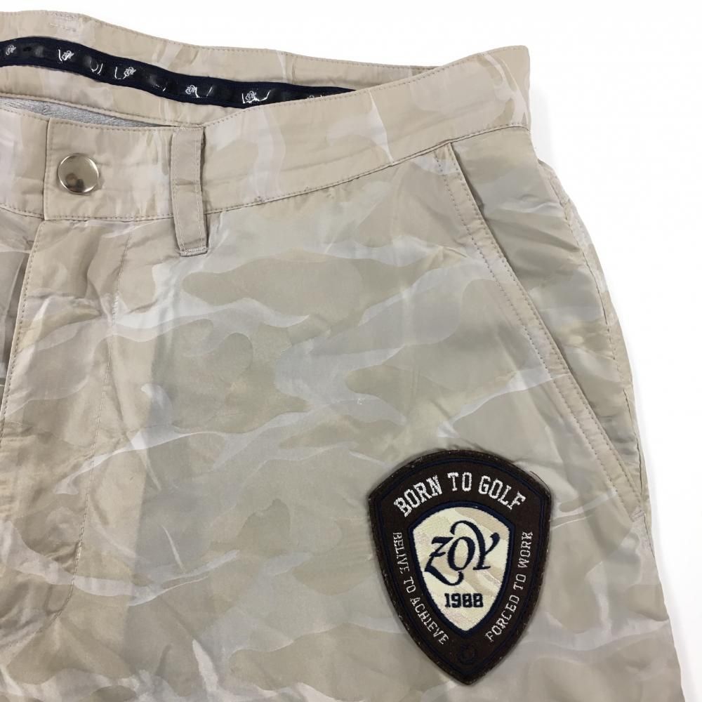 美品】ゾーイ パンツ グレージュ系 迷彩 カモフラ 蓄熱裏地 ワッペン