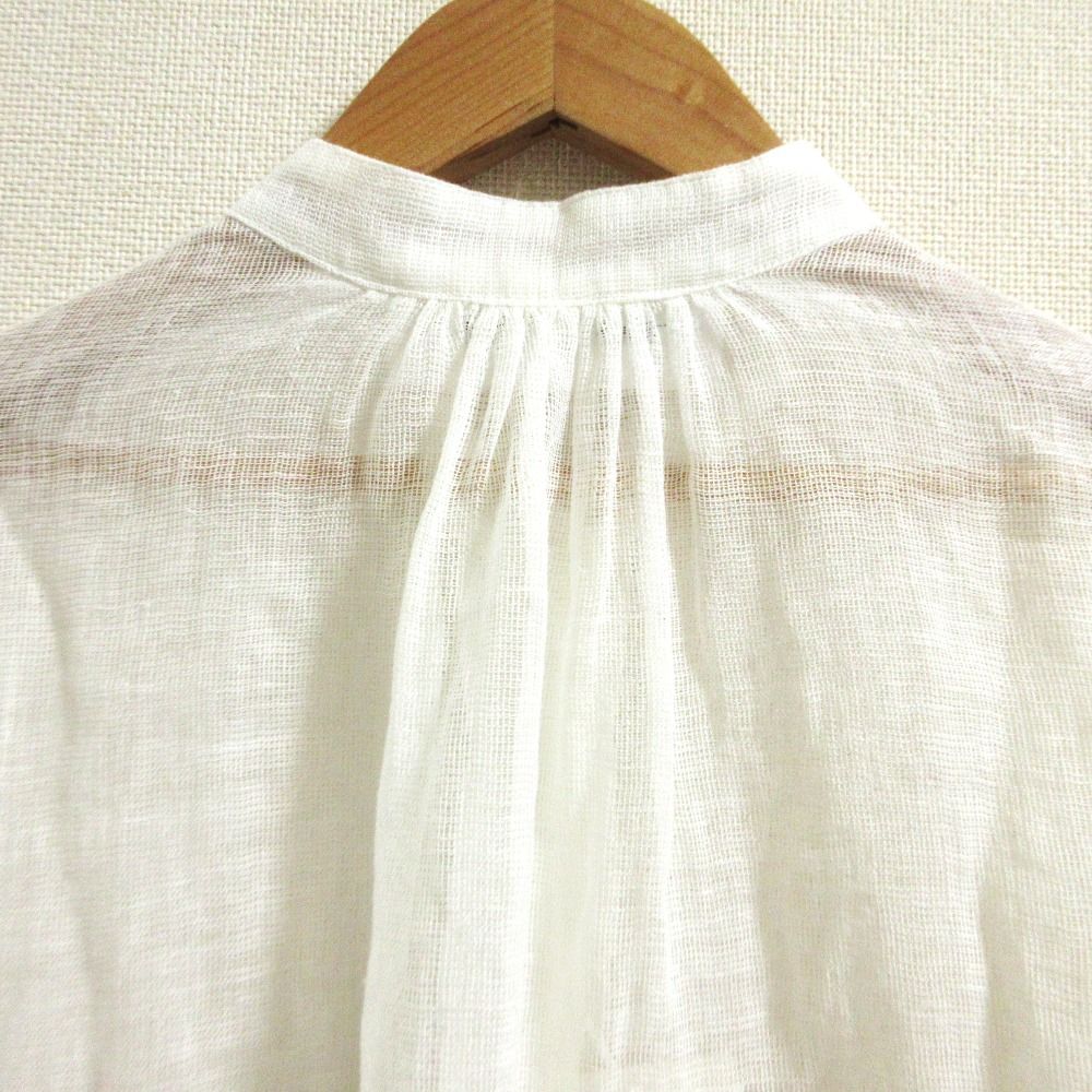 未使用 24SS CALMER カルメール リネンメッシュバンドカラーシャツ