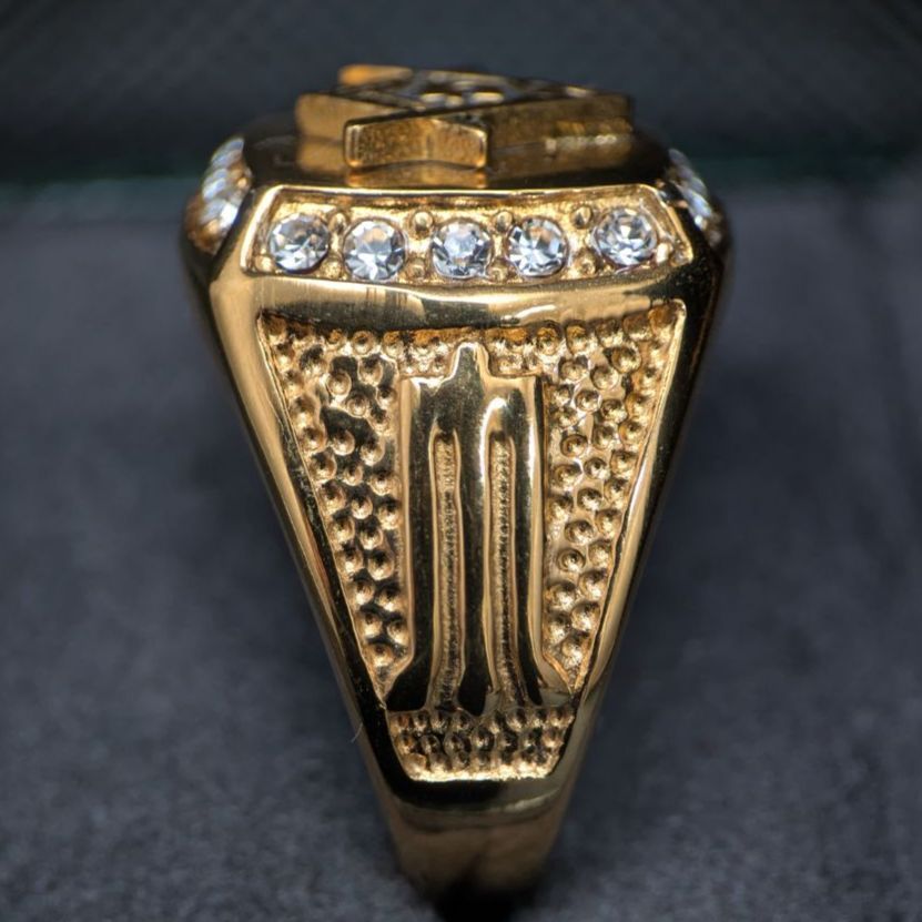 レア　ヴィンテージ　１８KT　GP　１８金　メッキ　リング　指輪　フリーメイソン フリーメイソン モチーフ 18KGP ゴールドメッキ シグネットリング 24.2