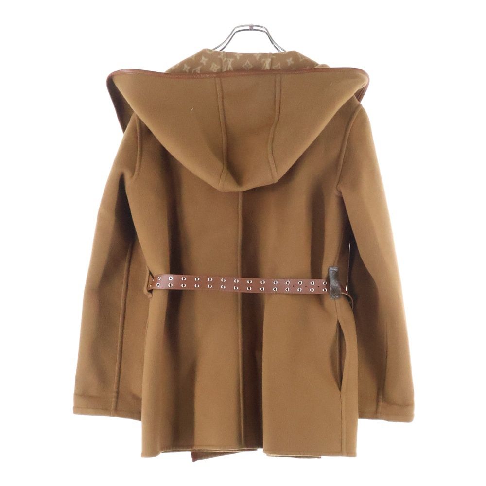 6091【美品】ルイヴィトン☆レザー切替ベルテッドウールコート 裏地