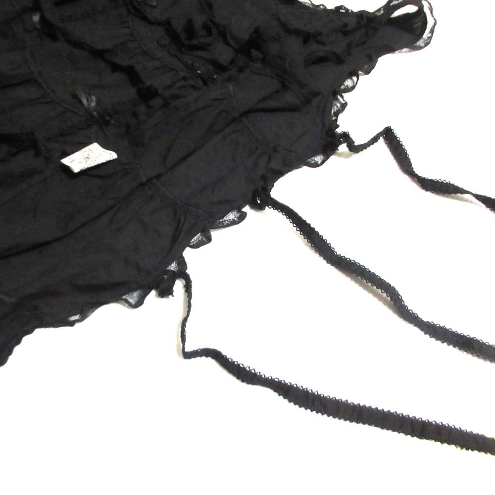 美品 PINK HOUSE ピンクハウス フリル リボン ノースリーブ ブラウス