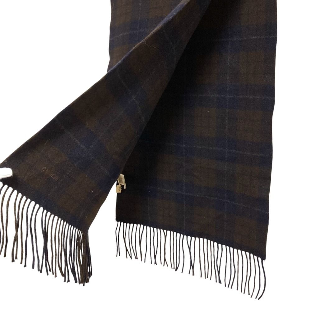 美品 HERMES エルメス カシミヤ100％ チェック マフラー ブラウン