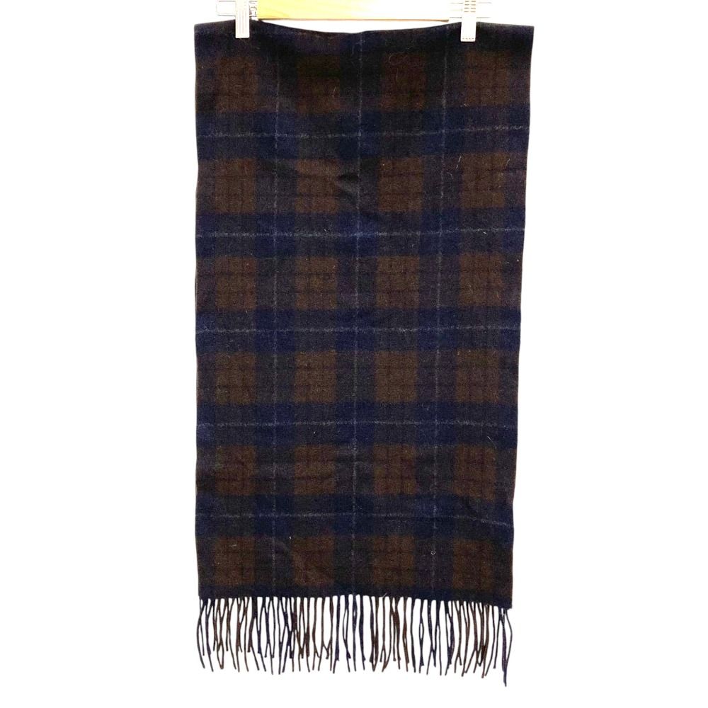 美品 HERMES エルメス カシミヤ100％ チェック マフラー ブラウン